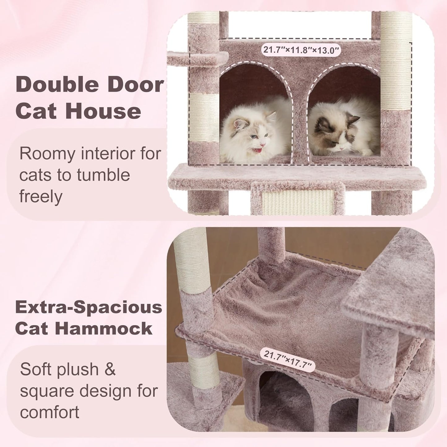 Krabpaal Kat – Krabboom – Kattenmeubel – Klimpaal – Kattenkrabpaal – Smoke Grey – Stevig Sisal – Meerdere Ligplaatsen - QUORE