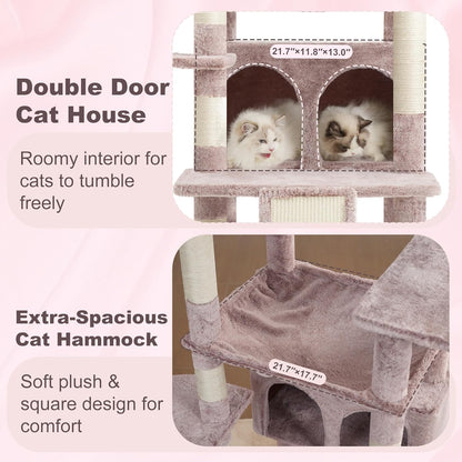 Krabpaal Kat – Krabboom – Kattenmeubel – Klimpaal – Kattenkrabpaal – Smoke Grey – Stevig Sisal – Meerdere Ligplaatsen - QUORE