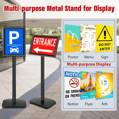 Schildstandaard Set van 3, Zwart – Displaystandaard – Posterstandaard A4 – Informatiestandaard – Menuhouder – Met Zware 2,6 Kg Metalen Voet – 360° Draaibaar En 180° Kantelbaar