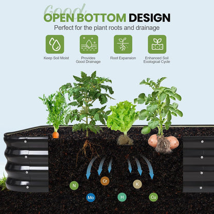 Verhoogde tuinbedset | 4-in-1 verstelbare gegalvaniseerde plantenbakken voor groenten, bloemen | 30,5 cm hoog, meerdere maten (5x3x0,3 ft, 4x4x0,1 ft, 6 x 2 x 1 ft, 6 x 2 x 1 ft, 7 x 1 x 1 ft) |