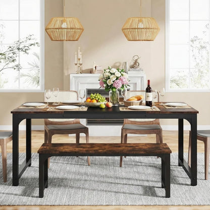 Eettafel – Rechthoekige Tafel – Industriële Eettafel – Dining Table – Grote Eetkamertafel – 180x80 cm – Robuust Houten Blad – Stabiel Metalen Frame