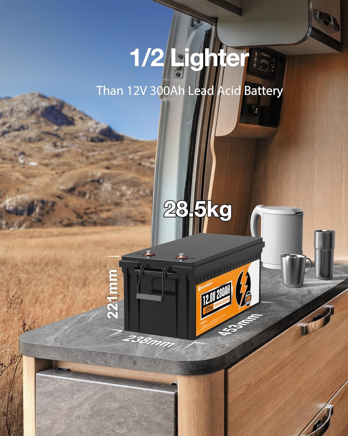 Lithiumaccu – Lithium Batterij – LiFePO4 Accu – 12V Accu – 280Ah Accu – Bluetooth Monitoring – 200A BMS Met Lage Temperatuur Bescherming
