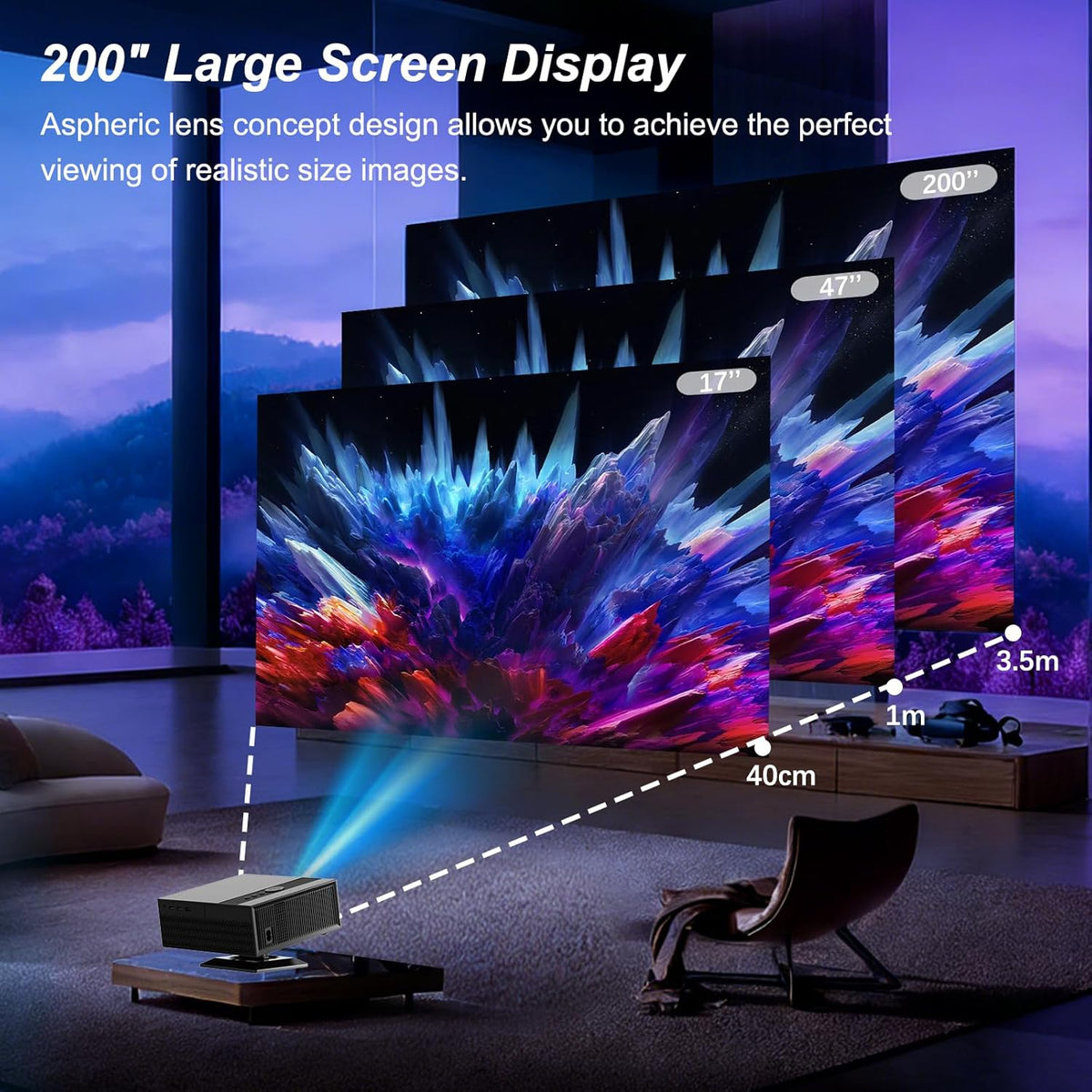 Projector 4K【Netflix Gecertificeerd & Google TV】Draagbare Beamer【8K Ondersteuning & 1080P Native】Slimme Projector met Dolby Audio, Video Projector met WiFi/Bluetooth voor Home Cinema,Buiten