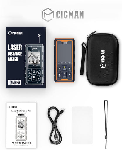 120M laserafstandsmeter, CIGMAN afstandsmeter met camera, 4x zoom camera positie laserafstandsmeter, LCD display laser meetapparaat, IP65, 16 meetmodi voor gebruik buitenshuis, (CD-120G)Geachte klant
