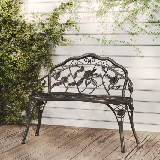 Garden bench 100 cm made of black cast aluminium, furniture, garden furniture and garden chairs, garden benches -317740 - QUORE