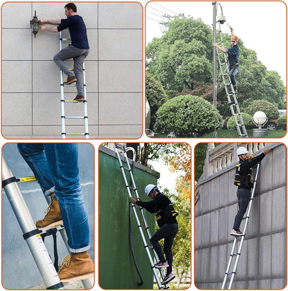 Nictemaw Scala Telescopica da 5 m, Scala Pieghevolein alluminio multifunctioneel 2 in 1 per interne Esterni, capaciteit 150 kg (2,5 m + 2,5 m)