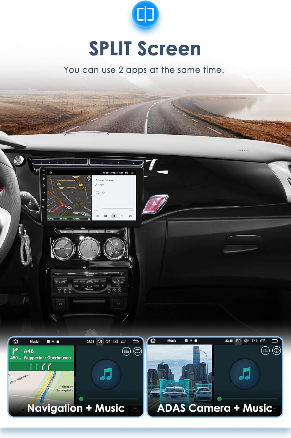 Android 13 autoradio voor Citroen C3 DS3 2010-2016 8-core 4G+32G GPS Navi met draadloze carplay Android Auto Bluetooth DAB WiFi 4G Mirror Link Achter/vooraan camera -zwart