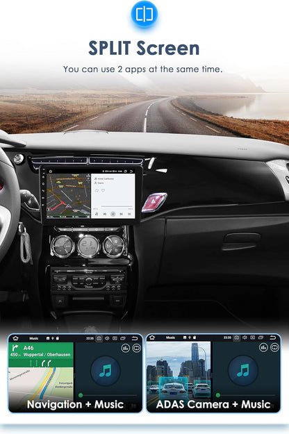 Android 13 autoradio voor Citroen C3 DS3 2010-2016 8-core 4G+32G GPS Navi met draadloze carplay Android Auto Bluetooth DAB WiFi 4G Mirror Link Achter/vooraan camera -zwart