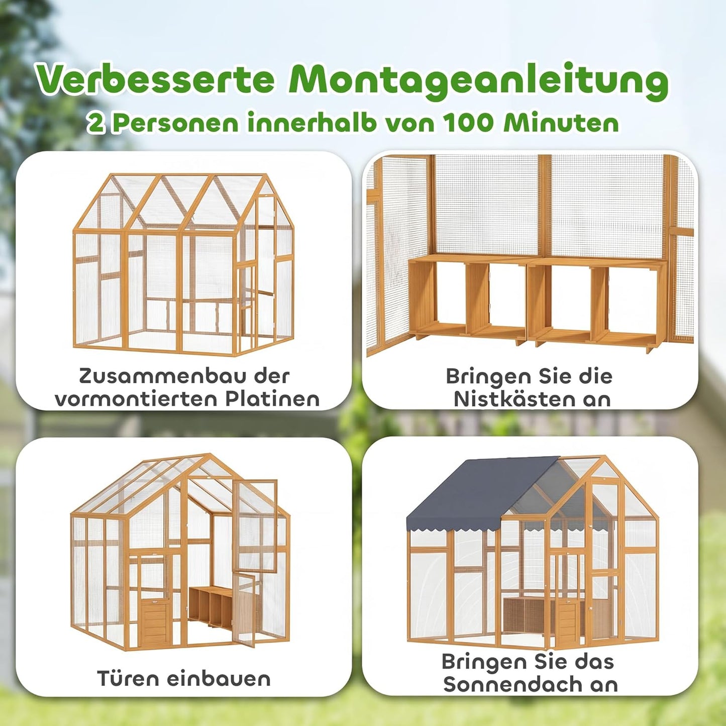 PawHut Chicken Coop 3.07㎡ 1.7 x 1.8 x 1.8m Outdoor Enclosure Wood with Waterproof Cover, Security Lock, Double Door, 2 Laying Nests, 2 Perches, Suitable for 6-8 Chickens, Ducks, Geese, Rabbits - QUORE