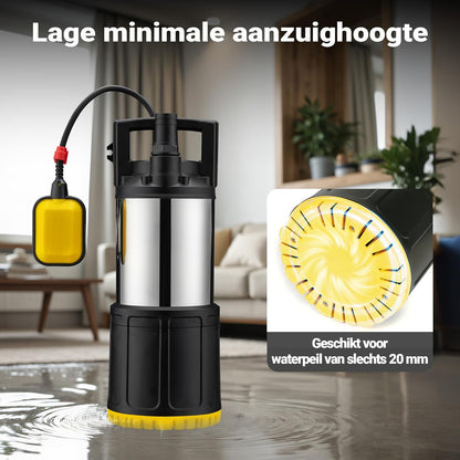 Wiltec dompelpomp met vlotterschakelaar 1200 W, hoge capaciteit dieptepomp tot 7 m diepte, waterpomp met 40 m opvoerhoogte, pomp voor schoon water, wegpompen van water, drainagepomp
