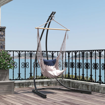 Outsunny Gestell für Hängesessel in C-Form Metall Ständer mit Sockel für Hängesitz Hängestuhl, Hängeschaukel Hängemattengestell bis 150 kg, Hängestuhlgestell für Indoor Outdoor Balcony, Terrasse - QUORE