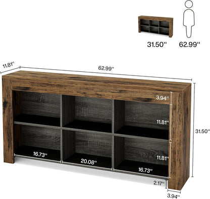 Tribesigns Console Table, 160 x 30 x 80 cm, Side Table, Hallway Table, Rustic Entrance Table Made of Wood, with 6 Storage Cubes for Entrance, Hallway, Living Room, Vintage Brown