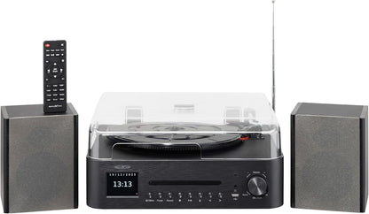 Reflexion Draaitafel met luidspreker en wifi, retro hifi-installatie met DAB+, internetradio, bluetooth, cd, USB-mp3-opname, kleurendisplay, wekker en slaaptimer, compleet systeem incl