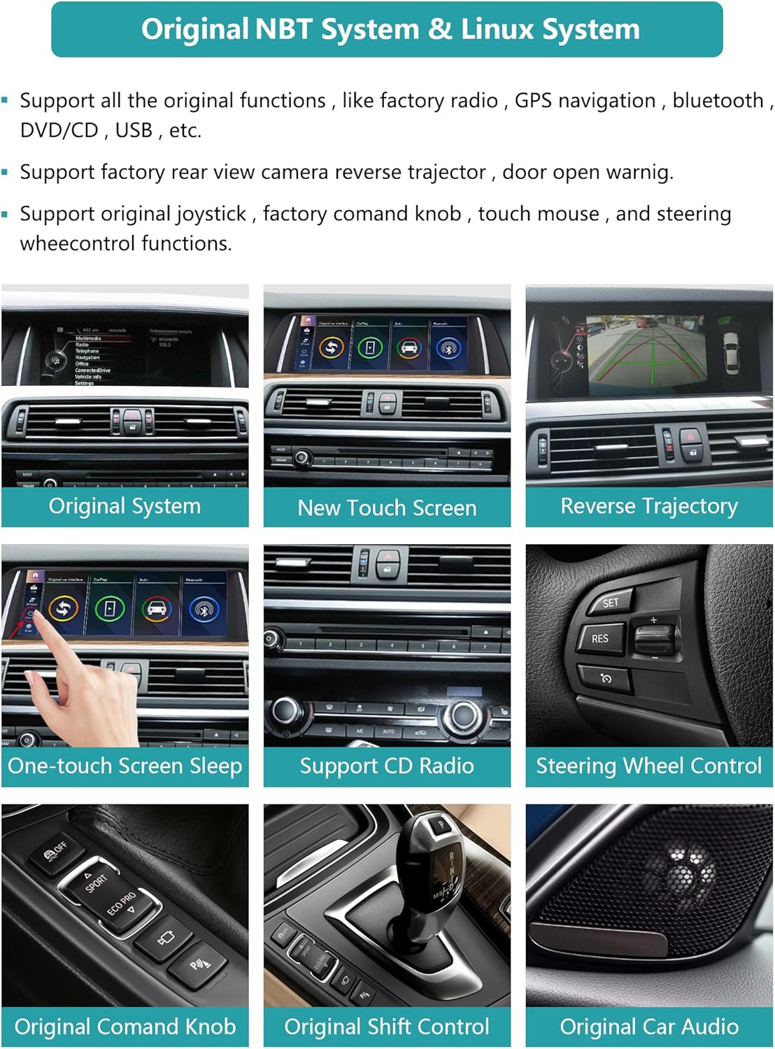 Ninetom 10,25" Apple CarPlay/Android Auto/Mirrorlink/GPS autoradio voor BMW 5-serie F10/F11 2012-2016 met NBT autoradio met touchscreen, auto-GPS-navigatie, ingebouwde DSP