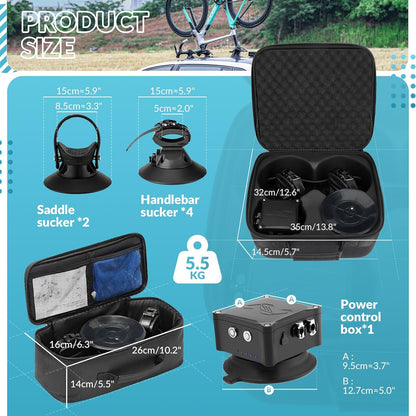 ROCKBROS Car Bicycle Carrier with Suction Cup Electric Bike Carrier for Car Roof Rack Bicycle Holder with Pressure Alarm - QUORE
