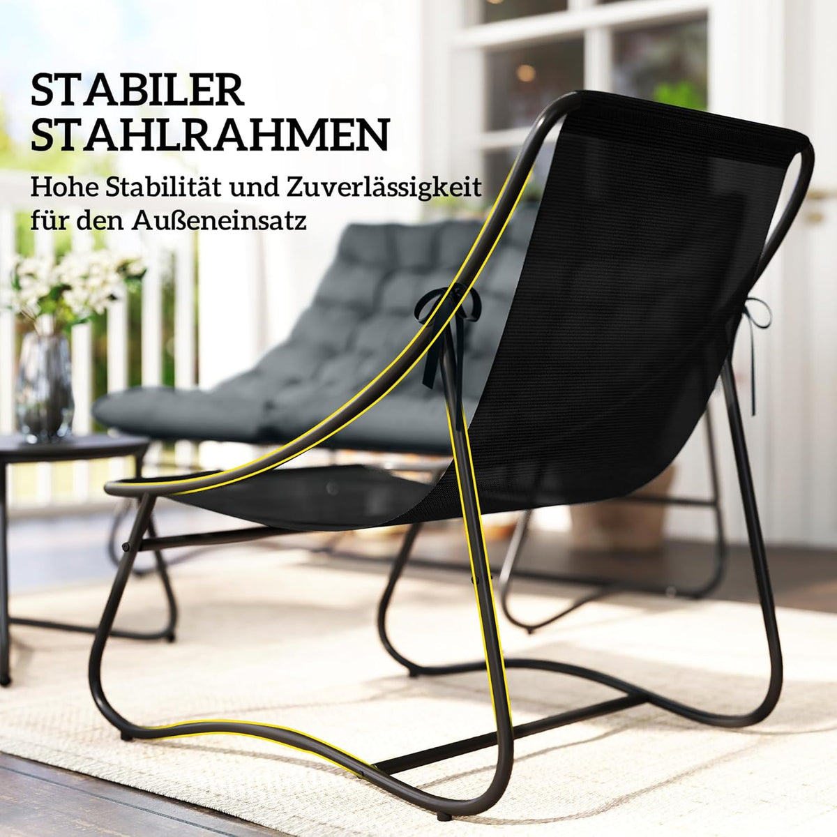 Outsunny Stahl Gartenmöbel Set 4 Persons wetterfest Balkonmöbel-Set mit 2er Sofa, Sessel Beistelltisch Sitzkissen Outdoor Sitzgruppe Terrassenmöbel Gartengarnitur für Garten Terrasse Balcony Grau