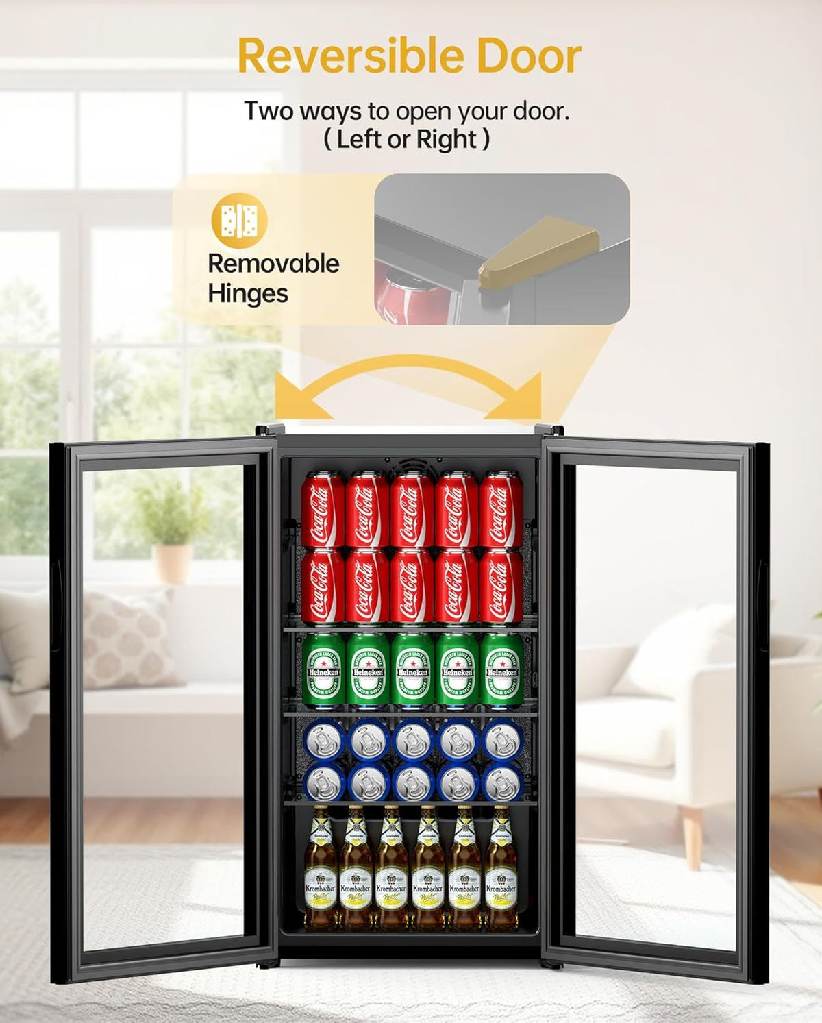 Mini-Koelkast – Drankkoelkast – Koelvitrine – Minibar – Bierkoelkast – 86 Liter Inhoud – 3 Verstelbare Planken