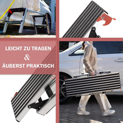 XinSunho Aluminium werkplatform, inklapbare trapladder tot 150 kg, vouwladder met veiligheidssloten, antislip treevlak, trapladder, Pro Work platform ladder voor huis en werkplaats
