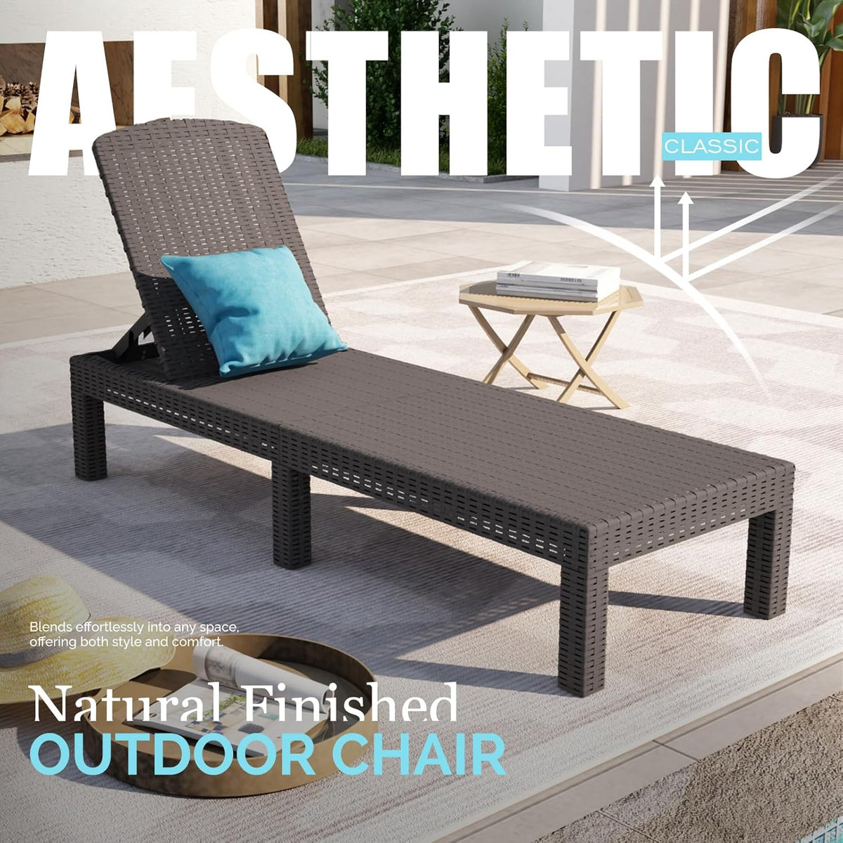 RAPTAVIS Outdoor Lounge stoel,Pool Chaise Lounge Waterdichte ligstoelen,Mokka