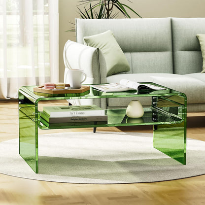 Acryl Salontafel, Transparant Helder Acryl Tafel (Groen, 50 cm)