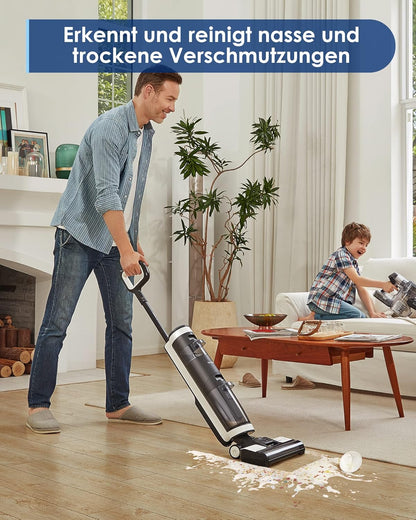 Tineco Floor One S3 Slimme Snoerloze Alles-in-één Stofzuiger | Oplaadbare Nat-Droog Stofzuiger en Dweil met Dual-Tank Design, Zelfreinigend, LED Display, App Controle | Krachtig, Lichtgewicht, Stil