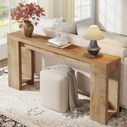 Tribesigns 160 cm Extra Long Console Table, Farmhouse Wooden Sofa Table Behind the Sofa, Narrow Accent Table for Entrance, Living Room, Hallway, Entrance, Foyer, Light Oak Brown