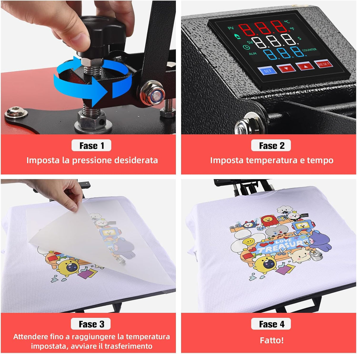 ColorSub Digital Hot Press 38 x 38 cm (15 x 15 inch) 1600 W, Teflon Hot Press, T-shirt, kleding, tas met transfer