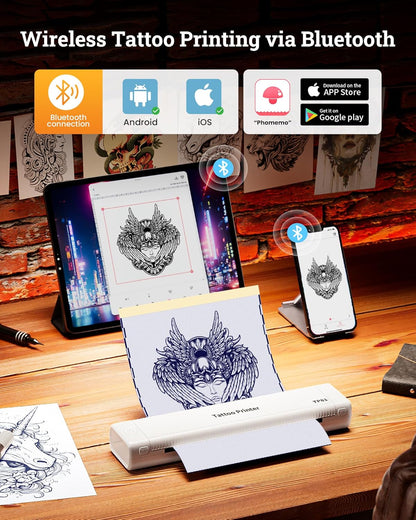 Tattoo Stencil Printer – Tattoo Printer – Sjabloonprinter – Tattoo Transfer Printer – Tattoo Overzetprinter – Anti-Kreuk Technologie – Bluetooth & USB Connectie