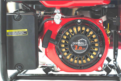 Petrol generator, power generator 3000 W BS3500 & YFG3500, emergency generator with AVR and overload protection, 4-stroke 6.5-7 hp, traction starter, 1 x 400 V/3 x 230 V/1 x 12 V sockets - QUORE