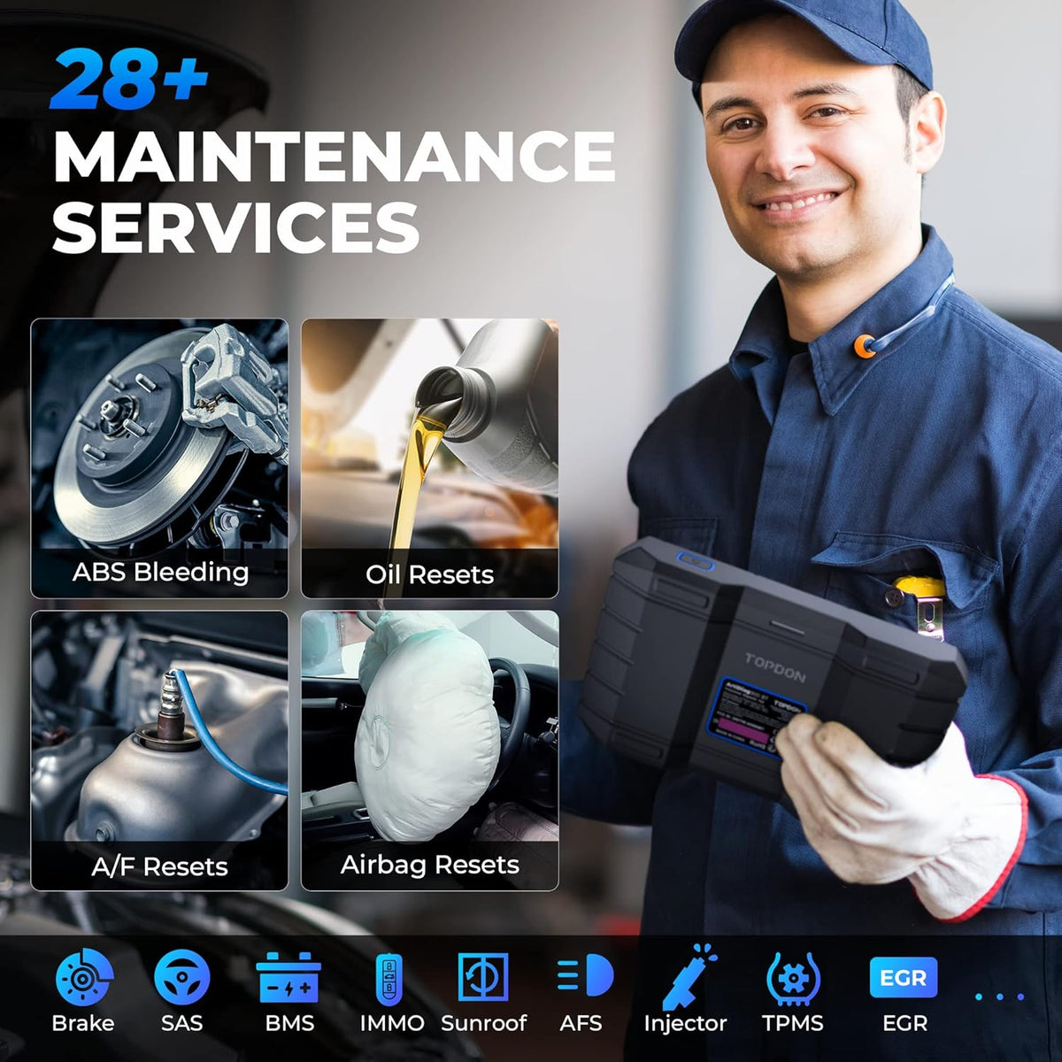OBD2 Scanner – Auto Diagnosetool – Foutcode Uitlezer – Auto Scanner – Diagnosetool Met ECU Codering – 28+ Functies – 7 Inch Touchscreen & 11 Uur Batterijduur
