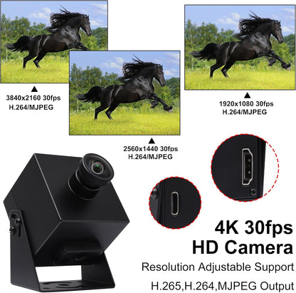SVPRO 4K Webcam USB HDMI Dual Output voor Computer/Monitor/Projecter/TV, Groothoek USB Camera Vervormingsvrije Streaming Webcam H.265 H.264 USB Beveiligingscamera CCTV Camera 8MP