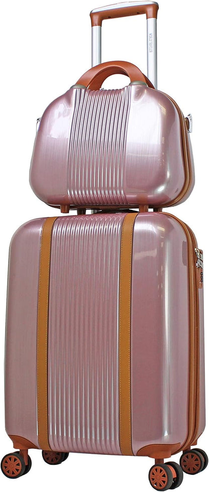 World Traveler Classique 2-Piece Carry-On Lightweight Hardside Polycarbonate Spinner Expandable Luggage Set, Rose Gold, One Size
