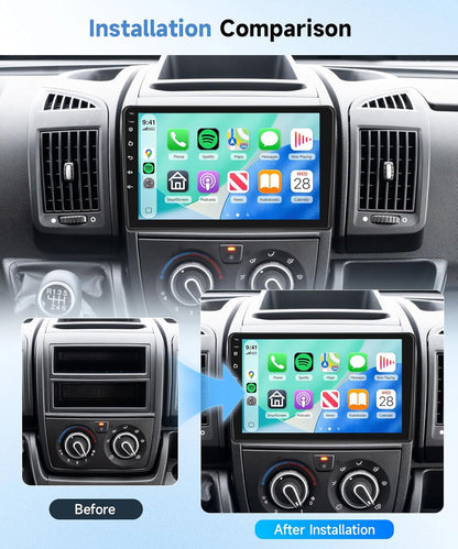 Autoradio – Inbouwradio – Multimedia Systeem – Navigatiesysteem – Touchscreen Radio – 9 Inch IPS-scherm – Draadloze CarPlay & Android Auto – HD Achteruitrijcamera met Nachtzicht