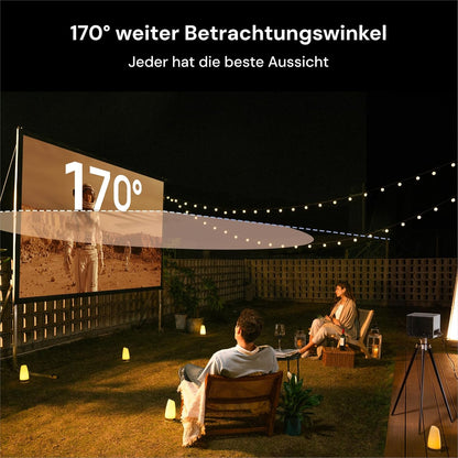 150 inch draagbaar 4K / 8K outdoor canvas met standaard, 3-laags mat wit pvc, 16:9 formaat, 1,3 gain, opvouwbaar, anti-rimpel, windbestendig, inclusief draagtas