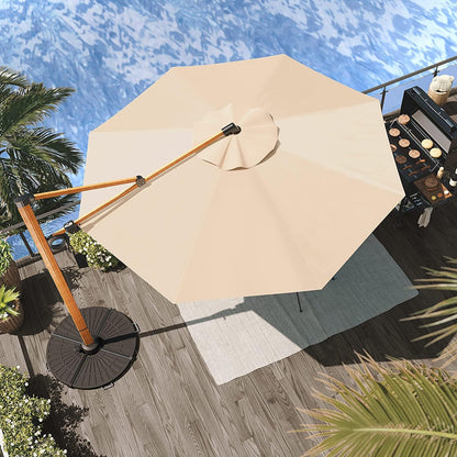Grand patio Parasol, zonwering, balkon, zweefparasol, 300 cm, met zwengel, winddicht, voor terras, tuin, strand, uv-bescherming 50+, champagne, rond