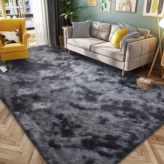 vloerkleden, pluizige tapijten voor in de slaapkamer, vloermatten, anti-slip woonkamertapijten, shaggy pluche tapijten voor de woonkamer, woondecoratie (250 * 300 cm, zwart grijs)