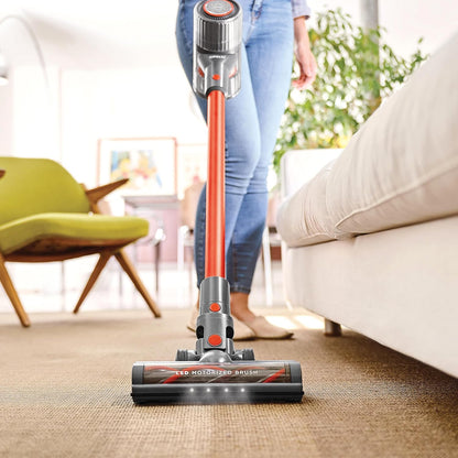 Polti Forzaspira D-Power SR550 Draadloze stofzuiger, 2-in-1, digitale motor en multi-cyclonische technologie, autonomie tot 40 min, 3 stofzuigprogramma's, mini-turboborstel, rood/grijs