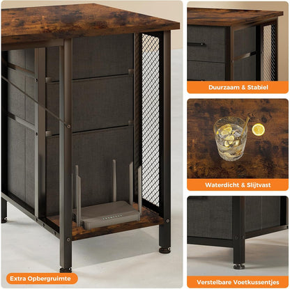 Coleshome Bureau met 6 lades, 160x52 cm Bureau met opslagruimte, Computerbureau met Planken voor Thuiskantoor, Bruin