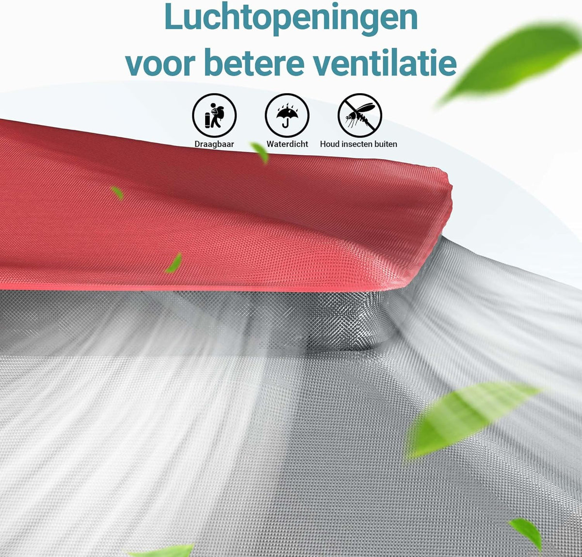 Wiltec opvouwbaar paviljoen partytent met muggennet tuinpaviljoen grijs-rood 3,92 x 3,92 m