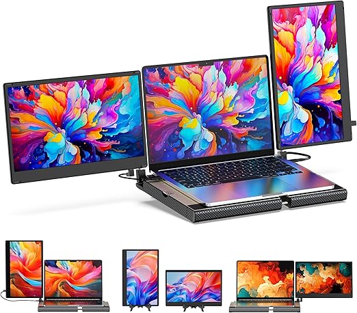 Draagbare Monitor – Laptop Scherm Extender – Mobiel Display – Second Screen – Portable Scherm – 14 Inch IPS Full HD – 360° Rotatie Met Standaard - QUORE
