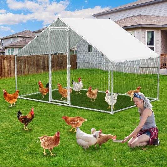 Kippenhok XL – Kippenren – Pluimveeverblijf – Dierenhok – Buitenhok – Ruim 3x2x2 Meter – Verzinkt Stalen Frame Met Waterdicht PE Doek