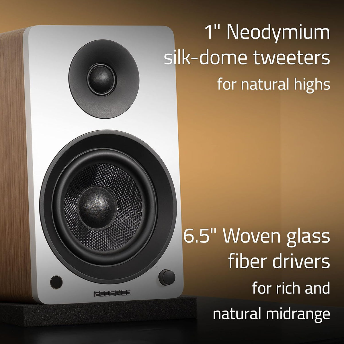 Fluance Ai61 2-weg 2.0 stereo boekenplankluidsprekers met 6,5 inch drivers, 120 W versterker voor draaitafel, tv, pc en Bluetooth 5 draadloze muziekstreaming - RCA, optisch, USB & Sub Out (Lucky