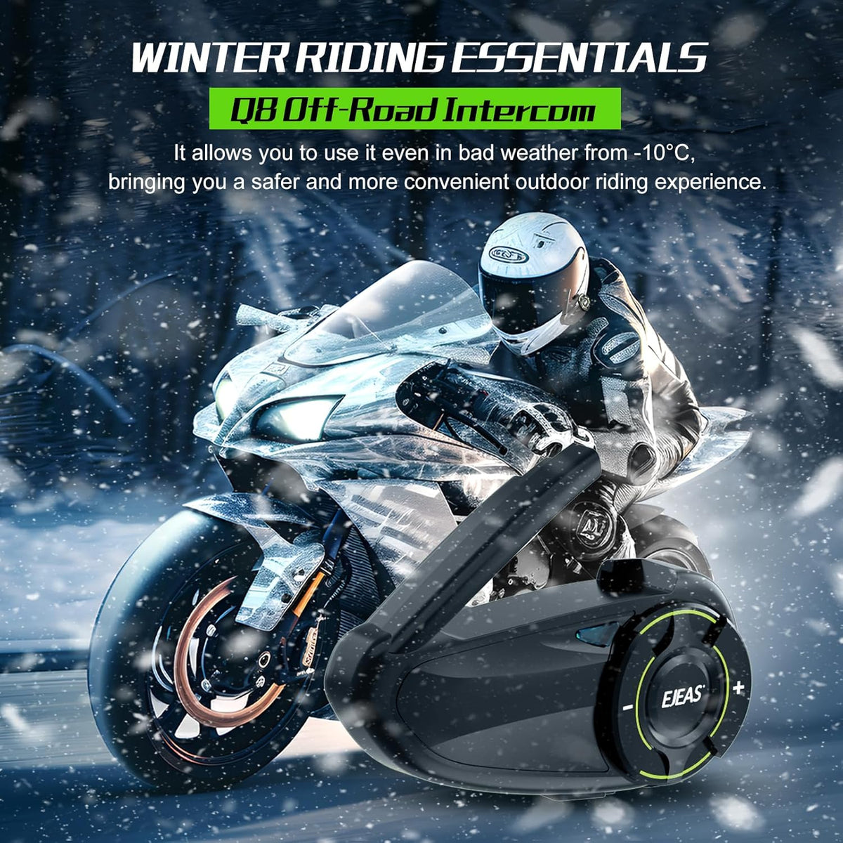 SolaMr BT5.1 Motorfiets Helm Headset Communicatie Systeem voor maximaal 6 Motorfietsen met 1000m Bereik met Muziek Delen, Ondersteunt SafeRiding APP, FM-radio, MP3-speler (2 pack)