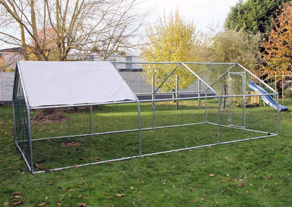 Buitenren – Ren – Hek – Kippenren – Konijnenhok – 4x3x2 Meter – UV-bestendig Zonnescherm – Verzend Gegalvaniseerd Stalen Frame