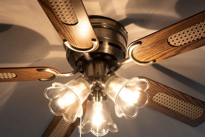 Pepeo 105620191 Kisa Deluxe plafondventilator 105 cm geborsteld nikkelvleugel eiken/walnoot inclusief verlichting en trekschakelaar