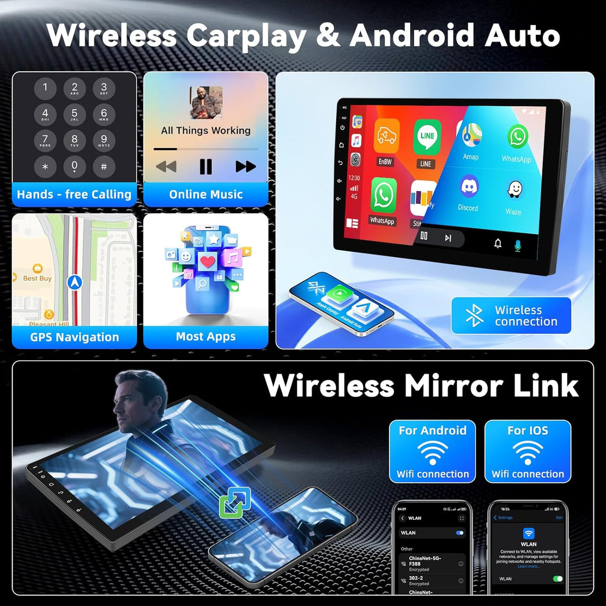 4+64G 9" Touchscreen Android 15 Autoradio für FIAT Ducato/Citroën Jumper/Peugeot Boxer 2011-2022 mit Wireless Carplay Android Auto Mirror Link,Radio Stereo mit Bluetooth GPS WiFi FM/RDS+Rückfahrkamera