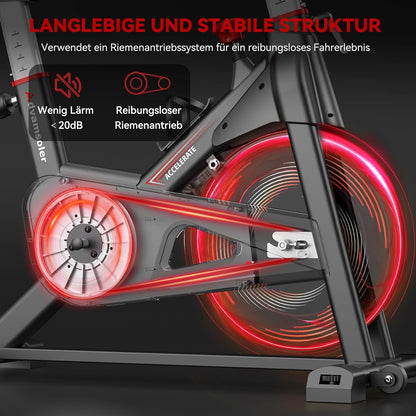 Hometrainer, fiets met magnetische weerstand, ergometer, hometrainer, fiets met lcd-monitor, tablethouder, indoor spinning bike voor cardio-training, 160 kg belastbaar