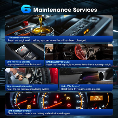 MA200 Plus OBD2 Scanner, 10000+ Automodellen, Alle Systeem Diagnosegereedschap, Diagnoseapparaat met 6 Diensten, Olie/BMS/EPB/SAS/DPF/TPMS Reset, Auto VIN, Batterijtest, Levenslange Updates