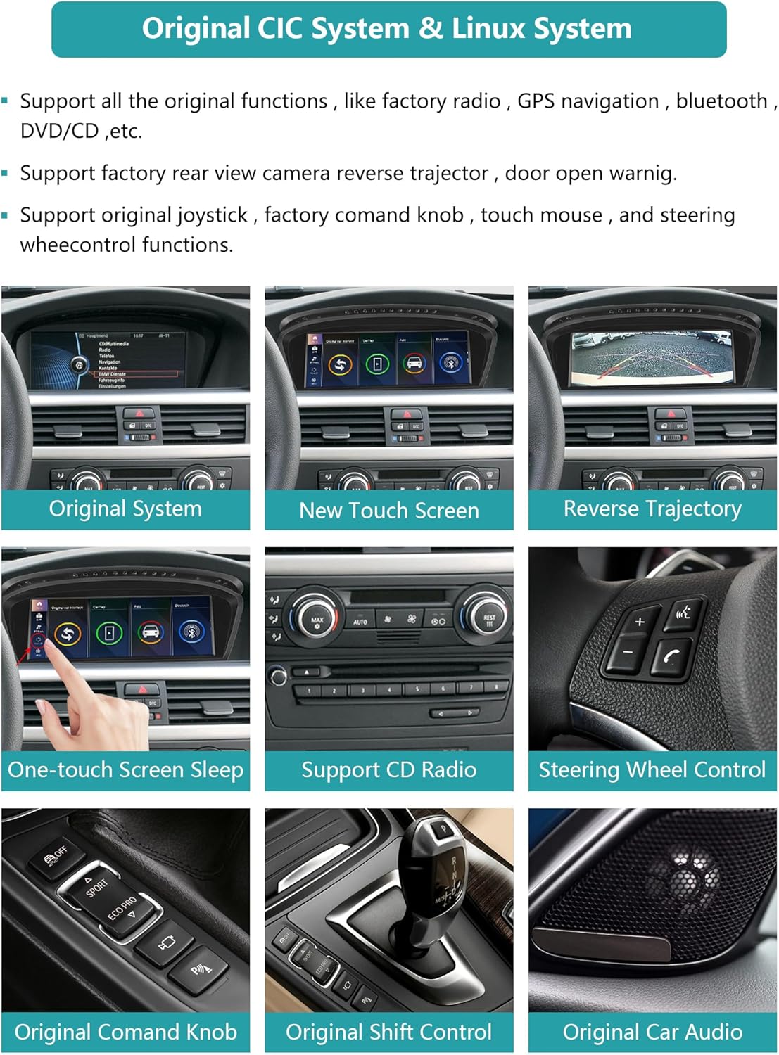 Autoradio – Touchscreen – Multimedia Systeem – Navigatiesysteem – MirrorLink – Geschikt Voor 2010-2012 CIC-Systeem – 8,8 Inch HD-Touchscreen – Draadloze CarPlay En Android Auto