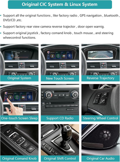 Autoradio – Touchscreen – Multimedia Systeem – Navigatiesysteem – MirrorLink – Geschikt Voor 2010-2012 CIC-Systeem – 8,8 Inch HD-Touchscreen – Draadloze CarPlay En Android Auto